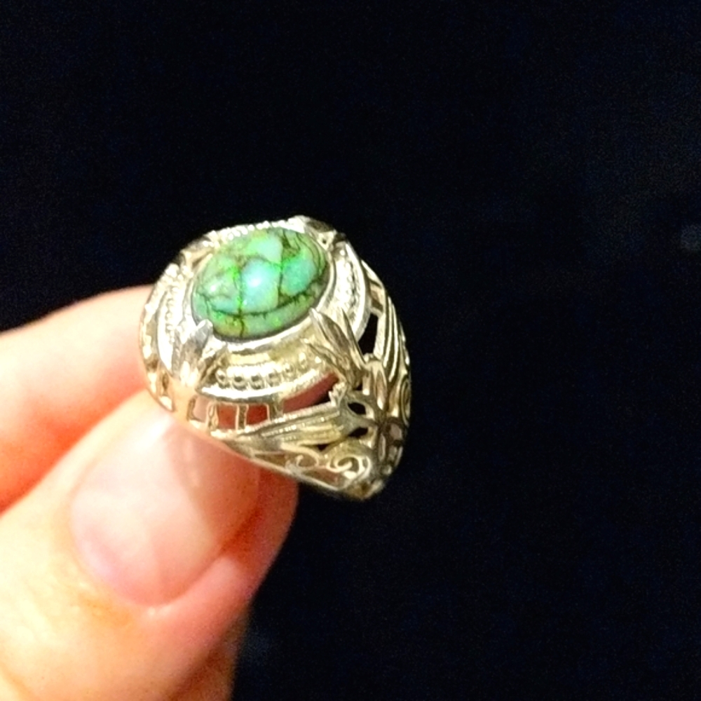Art Deco Sterling Opal .925 Silver Ring Size 6